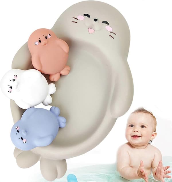 Babylegetøjssæt til badet: Flydende, stabelbart, interaktivt hult, klembart dyrebadelegetøj