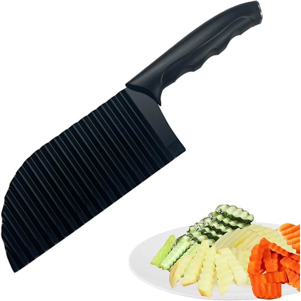 Vågig Skärare, Potatisskärare, Vågig Blad Grönsaksskärare i Rostfritt Stål, Handhållen Hackare för Pommes Frites, Grönsaker, Sallad, Morot