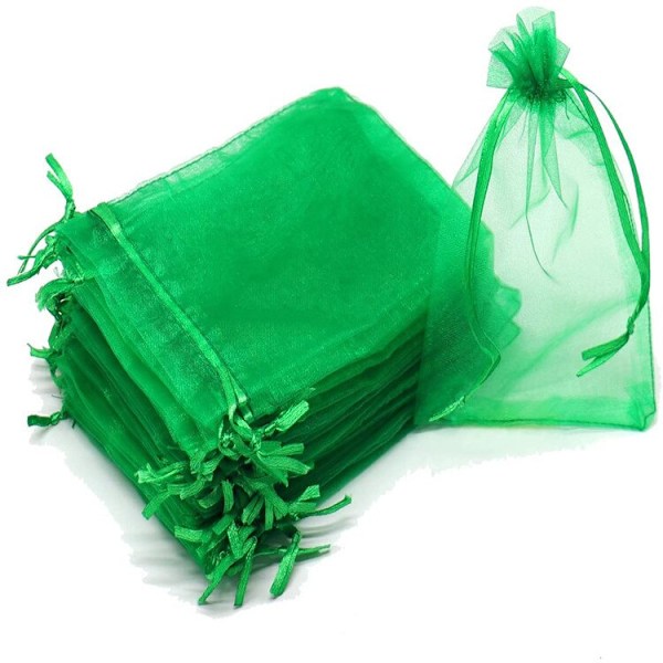 50 kpl Läpinäkyviä Chiffon Organza -pusseja Jouluun, Halloweeniin, Hääjuhliin, Syntymäpäiväjuhliin, Makeisten Lahjapusseihin, Korujen Pakkauspusseihin, Vihreä Green 13x18cm