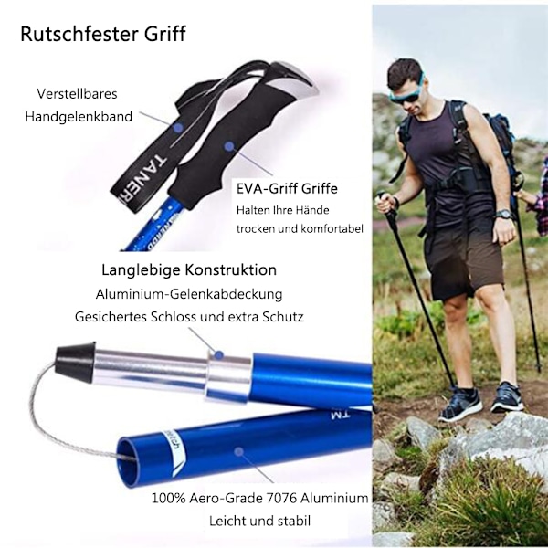 Sammenleggbare turstaver – justerbare, lette, teleskopiske