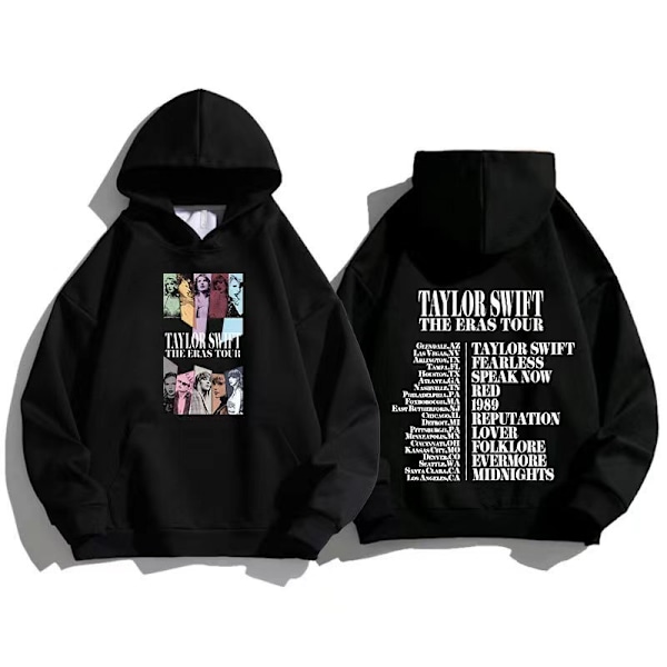 Miesten ja naisten Taylor The Eras Tour syksy/talvi Taylor Swift muotihuppari fan huppari musta black 2XL