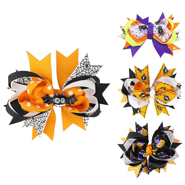 4 delar Halloween hårspännen Pumpa Spider Bow Hårnålar Söt tecknad hårspänne Hår Smycken present till kvinnor tjejer