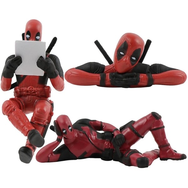 3 stk. Deadpool-figurer leker, modelldukke borddekorasjon hyllepynt gaver