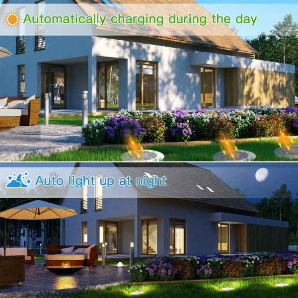 Vattentät solcellslampa för utomhus och trädgård, led solcellslampor, 8 delar, varmvit färg