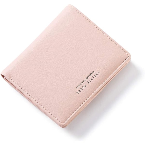 Damplånböcker Liten Bifold Läderficka Plånbok Dam Mini Kort Plånbok (Rosa)