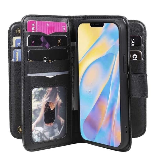 iPhone 13 Mini Praktisk Lommebokveske med 11 Rom Array V2 Svart[gks] Black Svart