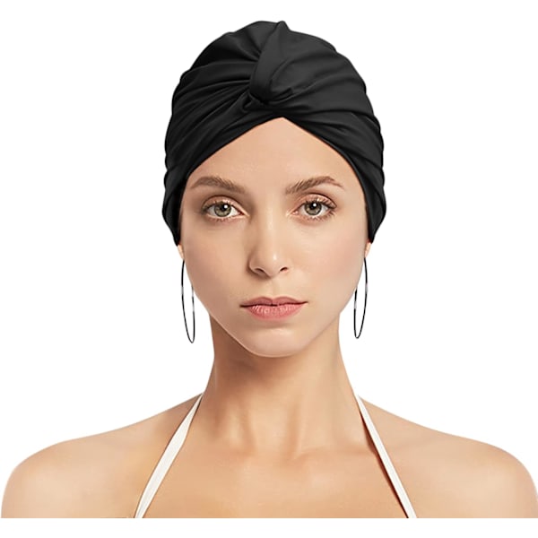 Plissert badehette dame Langhårshette Hette Badehette Superelastisk turbanhette Hette【GKS】