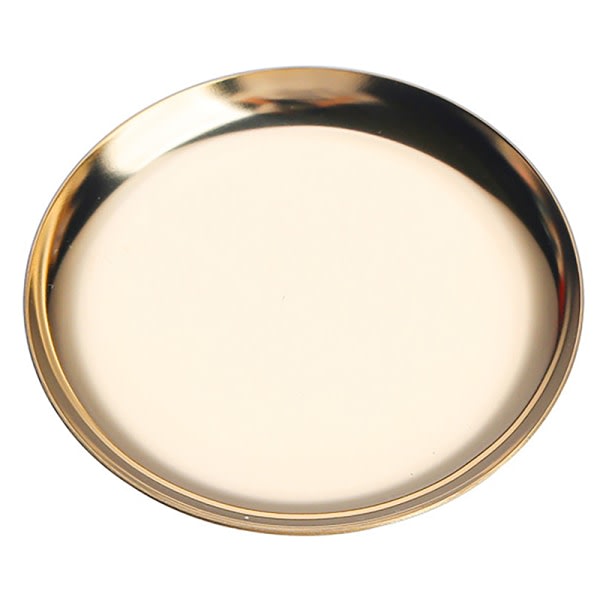 Ins rostfritt stål rund förvaringsbricka Desktop Cosmetics Jewelr Rose Gold