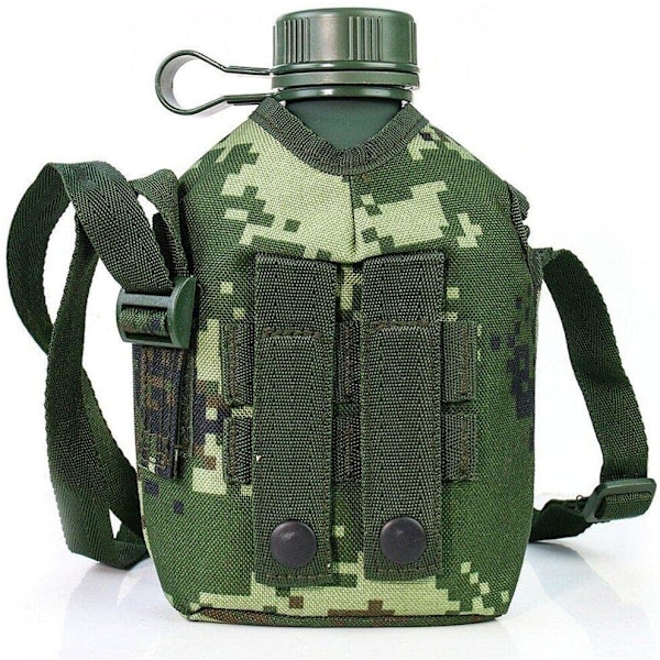 1l Armé Höftflaska Vattenflaska Aluminium Vinflaska Militär Fältflaska Camping Vandring Överlevnad Vattenkokare med Lock Utomhus