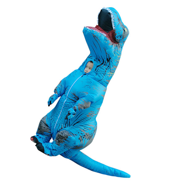 Uppblåsbar dinosauriedräkt T Rex Uppblåsbar dinosauriedräkt för Halloween Cosplay Fest Bröllop Påsk Jul Blå Vuxen Stil 150‑190cm 0.8