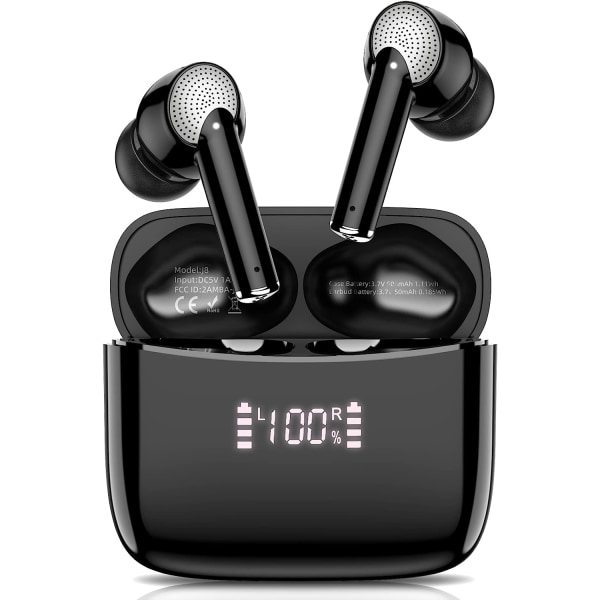 Bluetooth hörlurar, in-ear-hörlurar Bluetooth 5.3 med LED-display