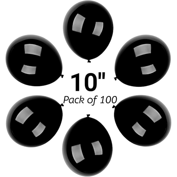 10 tommer sorte festballoner 100 pak