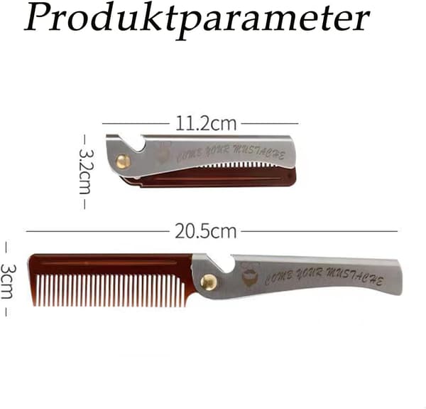 Fällbar skäggkam med spiralkam, professionell stylingkam för män, frisörverktyg (Bärnsten)
