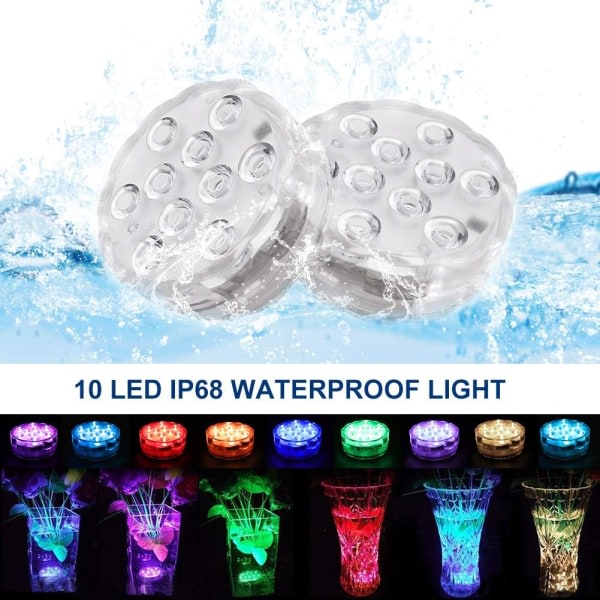 Nedsänkbara LED-lampor med fjärrkontroll, 16 färger som ändras