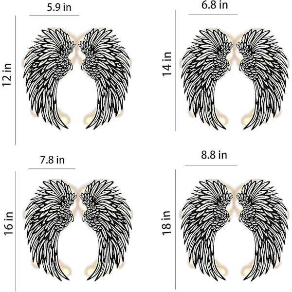 Par ängelvingar Metallväggkonstdekor med LED-ljus, 3D ängelvingar Väggskulpturer Dekor för hem Sovrum Vardagsrum Trädgårdskontor 35 cm