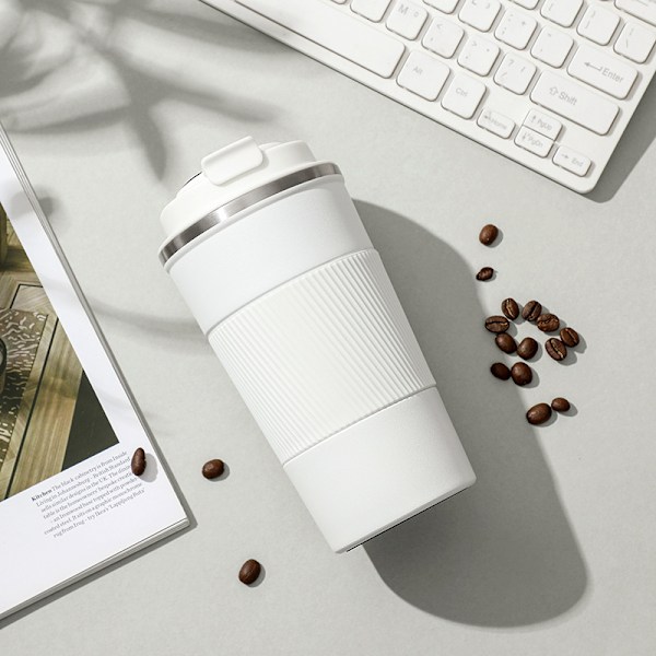 Rejsekrus | Termokrus i rustfrit stål | Vakuumflaske | Lækagesikker Tumbler | Kaffe to Go Krus med BPA-frit, let rengørligt låg