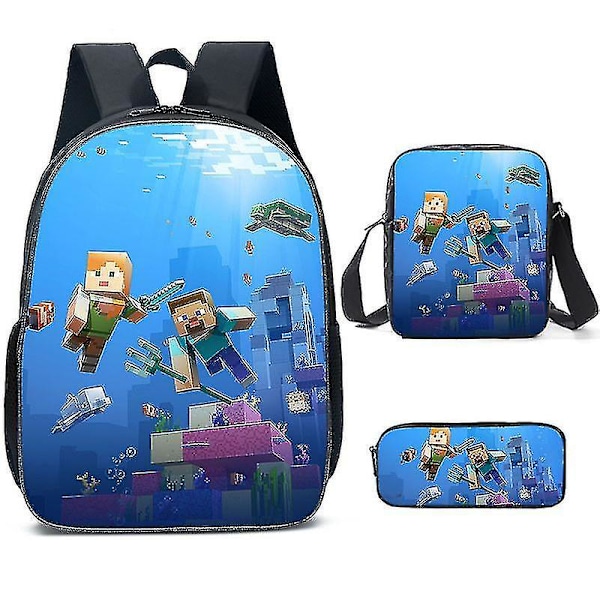 Minecraft-reppu ala- ja yläkouluun, Minecraft-peli tarvikkeiden reppu, kolmiosainen setti 1