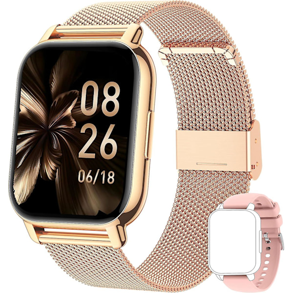 Smartwatch för kvinnor, julklapp, samtal/blodtryck/100+ sporter, smartwatch för kvinnor, andningsfrekvens, hjärtfrekvens, syrehalt i blodet, sömn black