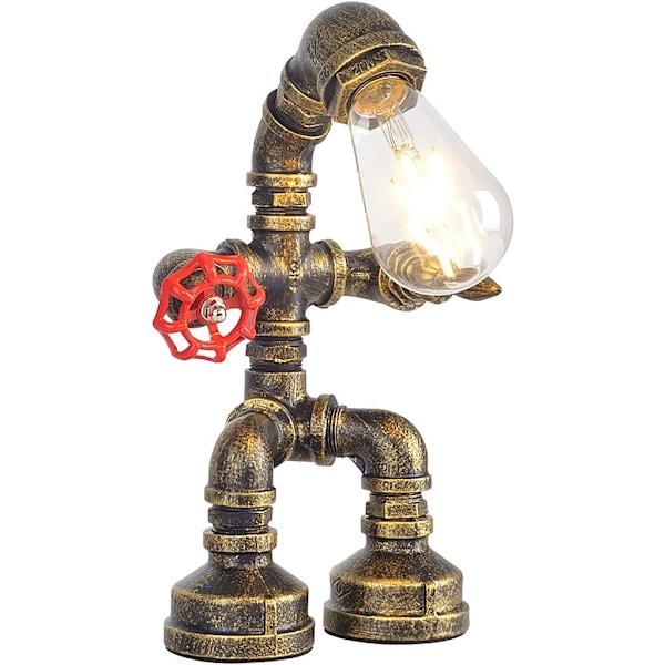 Vannrør Bordlampe Robotmodell - Retro Industriell Steampunk Rustikk Bordlampe - Vintage Landlig B