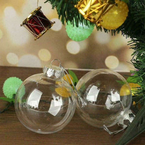 10 stk Julertransparent plast kuler pynt sølv silver 10PCS