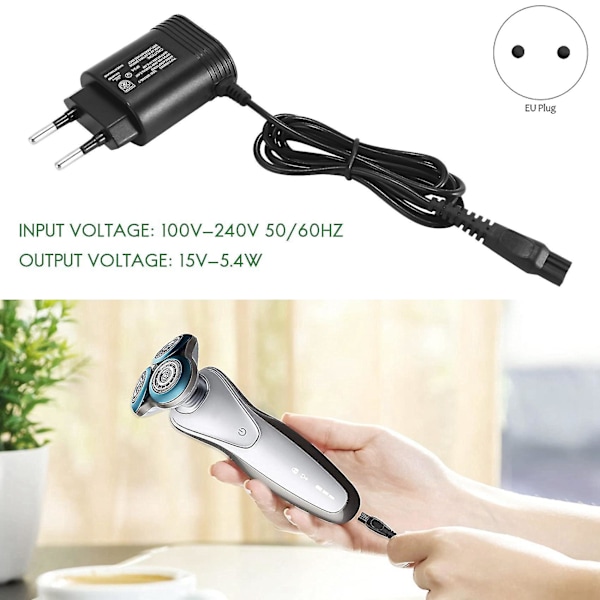 15V HQ8505 Oplader til Barbermaskine QP6520 QP6510 Strømadapterledning EU-stik