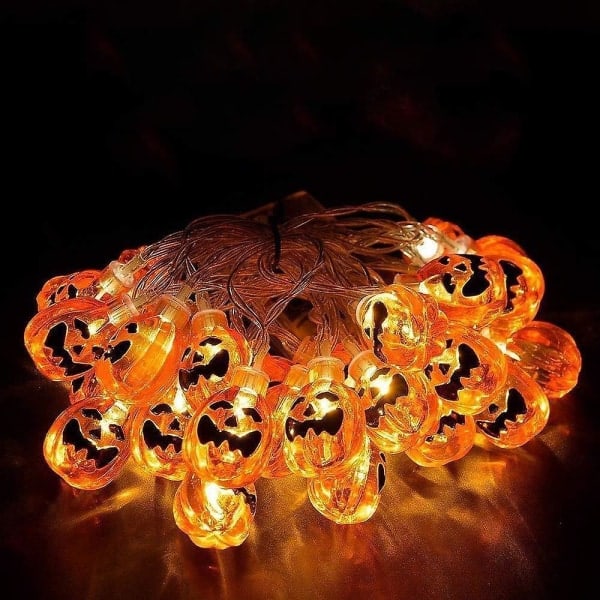Halloween-koriste, 20 ledillä toimiva oranssi kurpitsaköynnös ulkokäyttöön Halloween-koristeluun