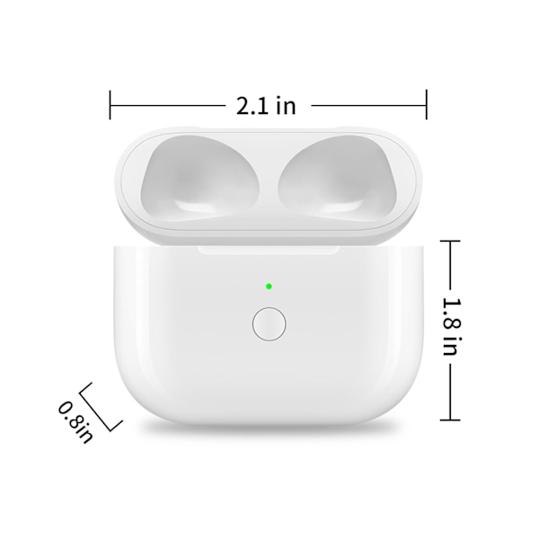 Erstatningsopladningsetui understøtter kablet trådløs opladning, elektrisk mængdevisning, opladningsetui til IOS Earbuds 3. generation