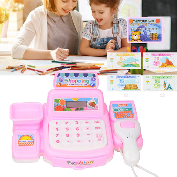 Mini Pink Kasseapparat Legetøj til Børn Supermarked Simulation Leg 0.52