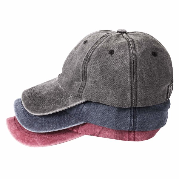 HHL 3-pack tvättad vanlig cap, retrojusterbara pappahattar Present för män/kvinnor, ostrukturerad/bomull