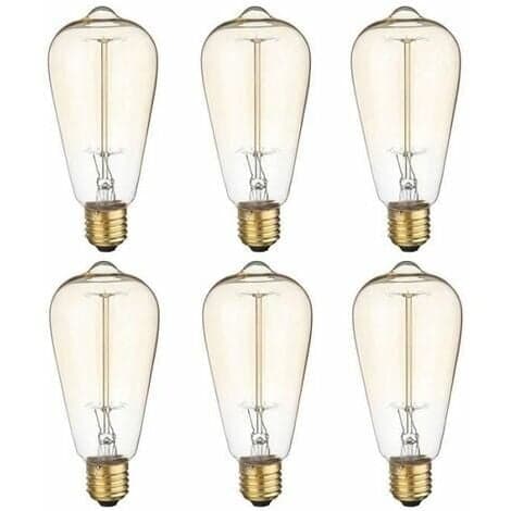 6x E27 60W Edison lamppu 220V ST64 Retro 64mm x 140mm