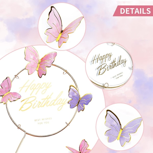 20 kpl Perhosia Kakun Koristelu, 3D Perhoskoriste Kakku Cupcake Toppers Kakku Syntymäpäivä Tytöt Syntymäpäiväjuhlakoriste{GKS}