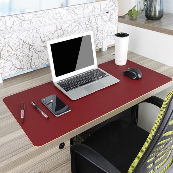 Vattentät skrivbordsdyna, skrivbordsdyna för kontorsdatorer, skrivbordsdyna i PU-läder, skrivbordsdyna för dubbel användning (rosa, 80 x 40 cm)