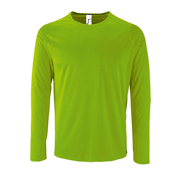 SOLS Herr Sporty Långärmad Performance T-shirt S Neon Grön Neon Green S