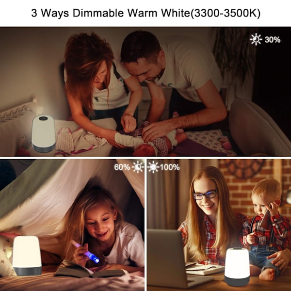 Touch Wake Up Natlampe med Solopgangssimulering Vækkeur, 3-vejs Dæmpbar Varm Hvid Sengelampe RGB Ambient Bord Sengelampe, Fashion-WELLNGS