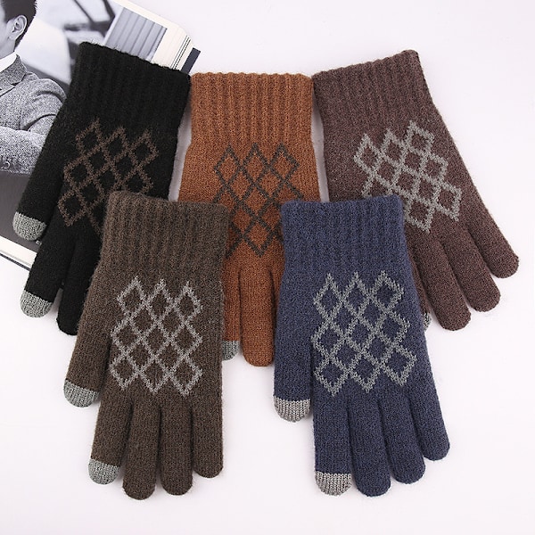 Vinter Touch Handskar Varma Stretch Stickade Vantar Hel Finger Ther Black