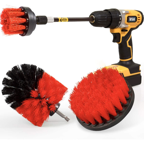 4Pack Drill Brush Power Scrubber Cleaning Brush Extended Long Attachment Set All Purpose Drill Scrub Brushes Kit for Grout, Floor, Tub, Shower, Tile,