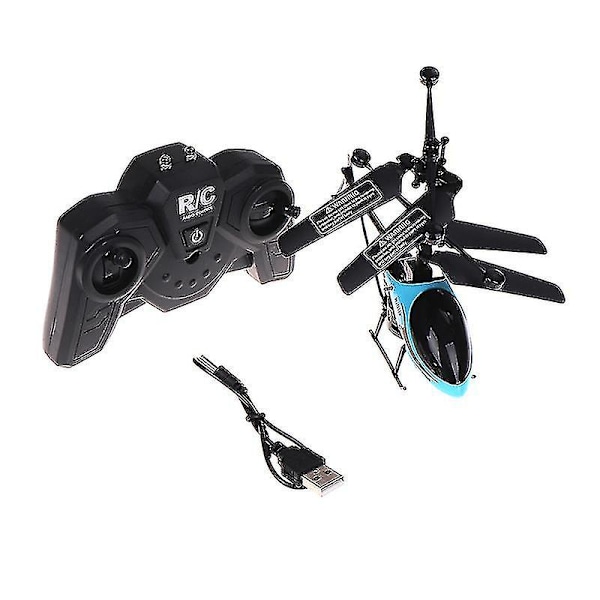 USB-lading med lys RC Helikopter, Mini RC Drone med Gyro Kollisjonssikre RC Leker for Gutter Barne Gave Blue