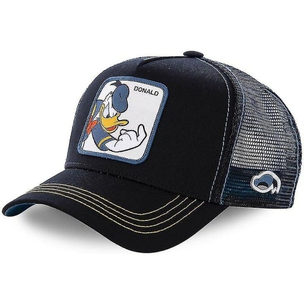 Nytt merke Anime Cartoon Mickey Donald Duck Snapback Bomull Cap Menn Kvinner Hip Hop Dad Mesh Hat Trucker Hat Dropshipping DONALD DUCK BLACK