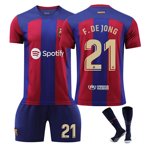 23-24 Barcelonan kotipaita Frenkie De Jong nro 21 (sukkien kanssa) Frenkie De Jong No. 21 with socks 18