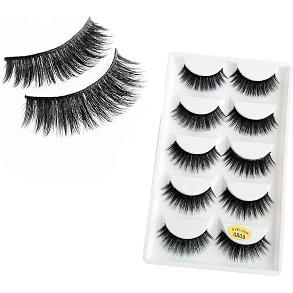 (iLashes.SE) 5 par falske øyevipper - 3D faux mink G806 svart (G-806)