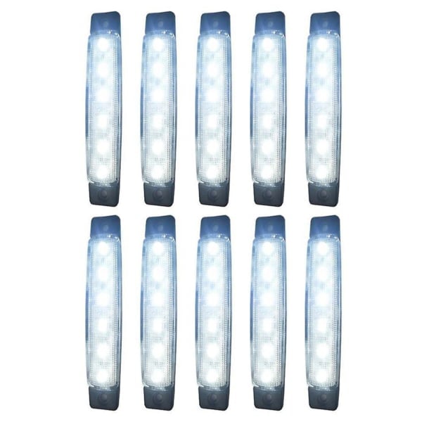 10 stk. 24V baglygter med 6 SMD LED sideindikatorer hvidt lys til busser/lastbiler/T