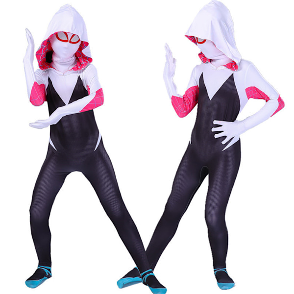 Halloween Spöke Spindel Gwen med Mask Cosplay Kläder Barn 120