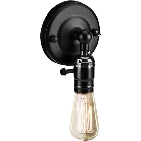 Vintage Lamp Holder, E27 Edison Retro Vägglampa Hållare med Strömbrytare för Hembruk och Dekoration 220V(Svart)