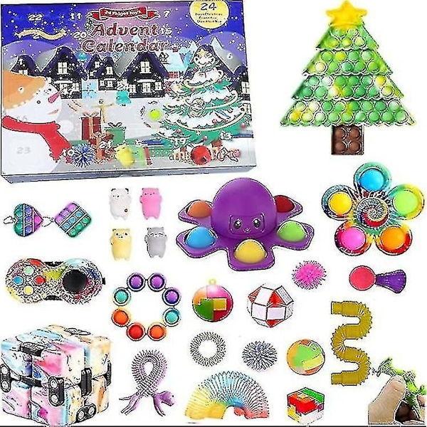 Juleadventskalender Gave Fidget Leksaker Stressavlastning Fidget Leke Blind Box Barn 10