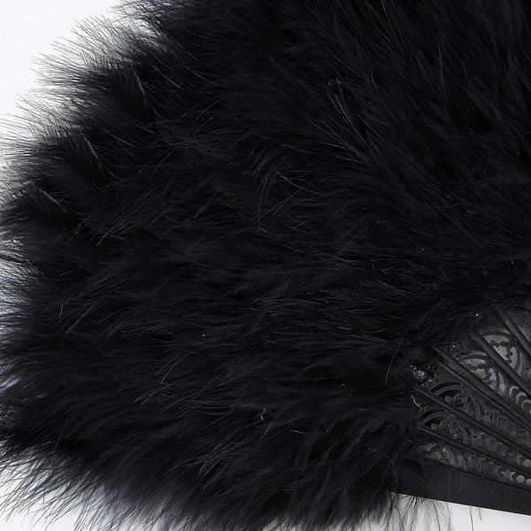 Fjäderfläkt, Vintage Vikfläkt Flapper Handfläkt - Black