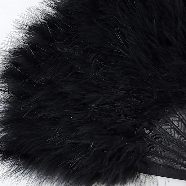 Fjer Vifte, Vintage Folde Vifte Flapper Håndvifte - Black