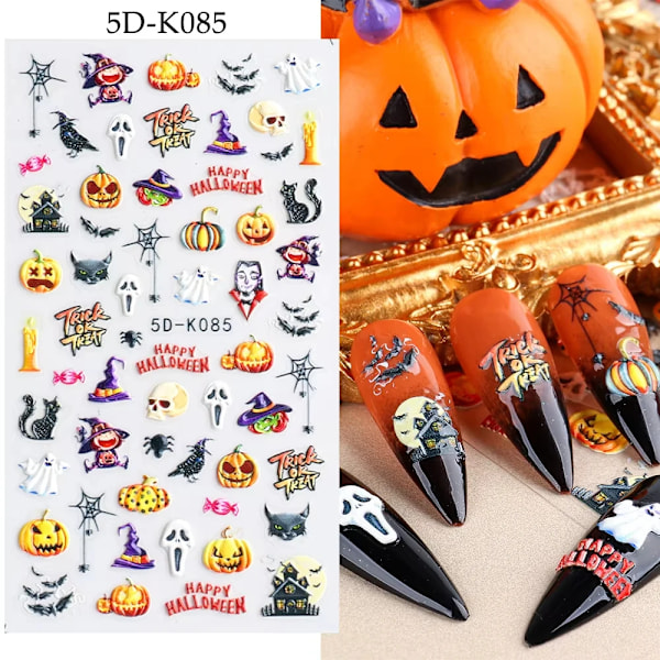 5D Halloween Veren Silmät Luut Kynsi Taide Kauhu Silmät Roska Relief Kolmiulotteinen Kynsi Tarrat Naisille & Tytölle Na Tarra T204