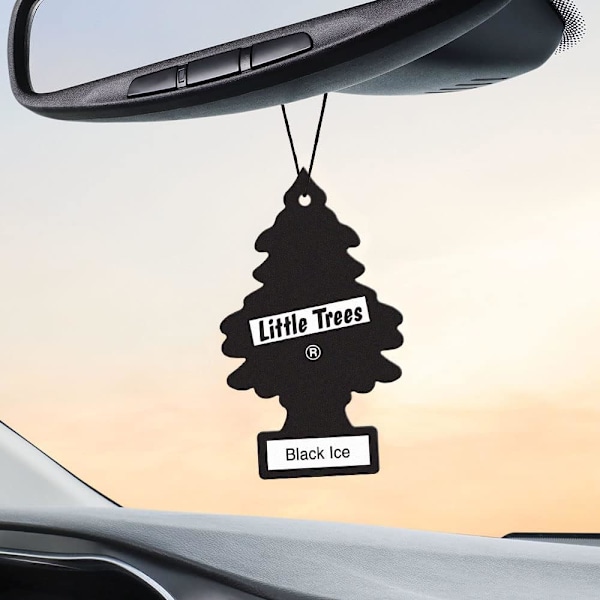 LITTLE TREES Auton Ilmanraikastin. Riippuva Puu Tarjoaa Pitkäkestoisen Tuoksun Autoon tai Kotiin. Black Ice, 24 Ilmanraikastinta