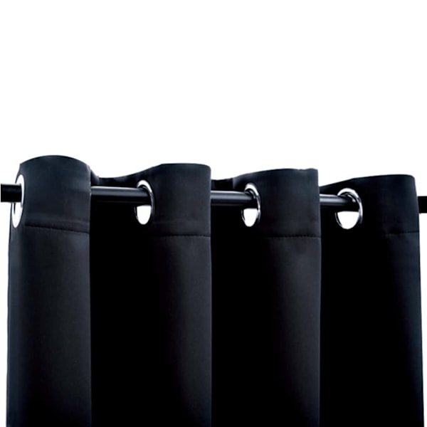 vidaXL Mørklægningsgardiner med Metalringe 2 stk. Sort 140x225 cm Black Black