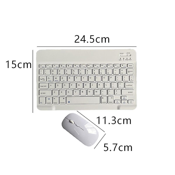 Opladeligt Bluetooth Tastatur og Mus Combo Ultra Tyndt Bærbar Kompakt Trådløs Mus Sæt til Android Windows Tablet Telefon Ipad Ios White